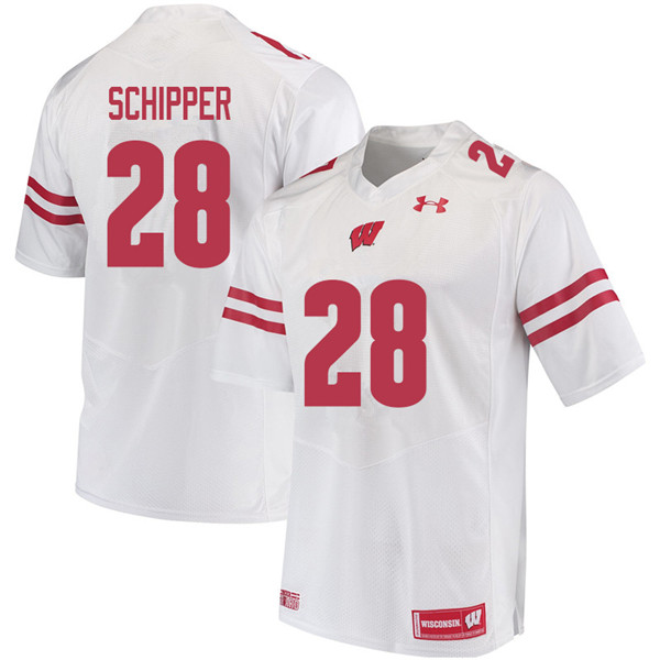 Men #28 Brady Schipper Wisconsin Badgers College Football Jerseys Sale-White - Click Image to Close